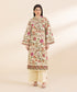 Unstitched Women's Embroidered Lawn Beige Shirt Trousers